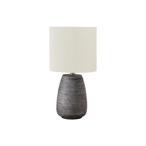 Lighting, 19''H, Table Lamp, Grey Ceramic, Ivory / Cream Shade, Contemporary - Monarch