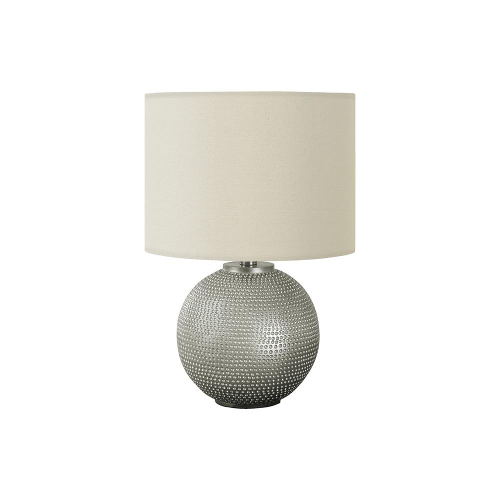 Lighting, 19''H, Table Lamp, Grey Resin, Ivory / Cream Shade, Modern - Monarch