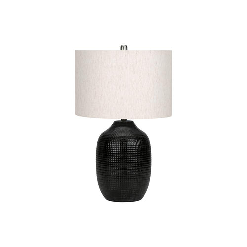 =''Lighting, 26''''H, Table Lamp, Black Ceramic, Ivory / Cream Shade, Contemporary - Monarch
