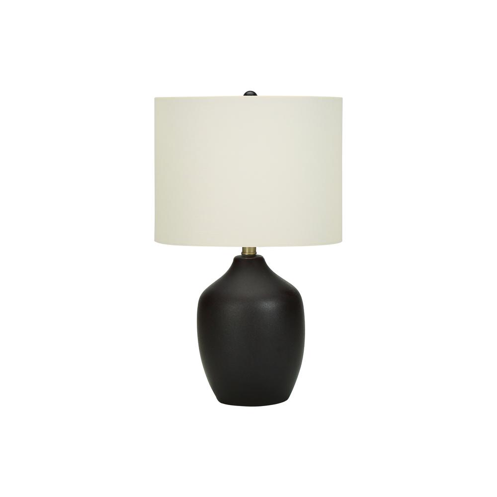 =''Lighting, 22''''H, Table Lamp, Black Ceramic, Ivory / Cream Shade, Transitional - Monarch