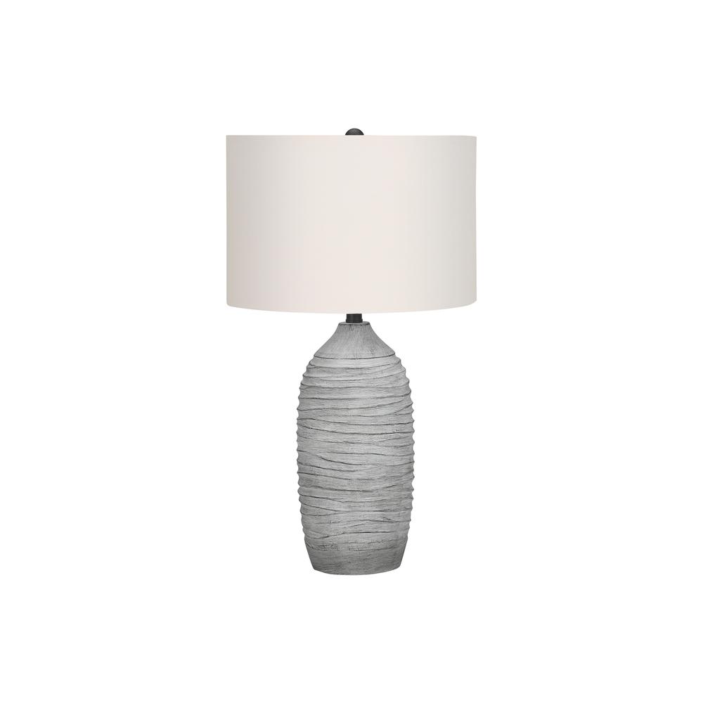 Lighting, 27''H, Table Lamp, Grey Resin, Ivory / Cream Shade, Modern - Monarch