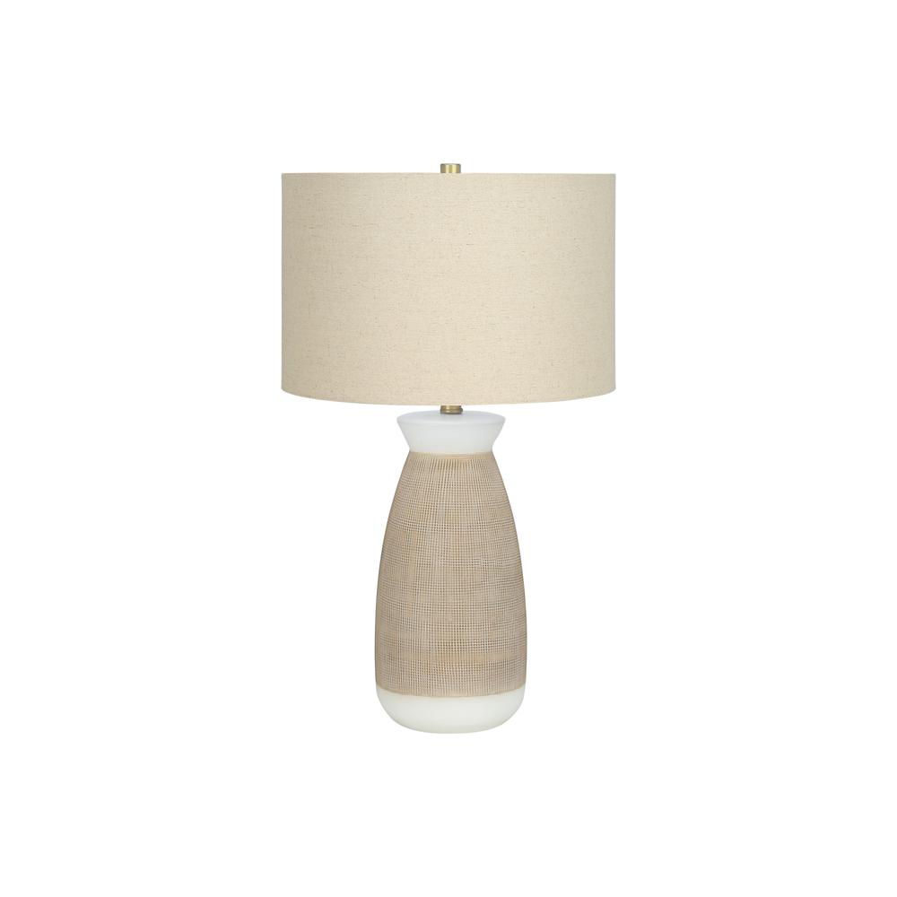 Lighting, 27''H, Table Lamp, Cream Ceramic, Beige Shade, Contemporary - Monarch