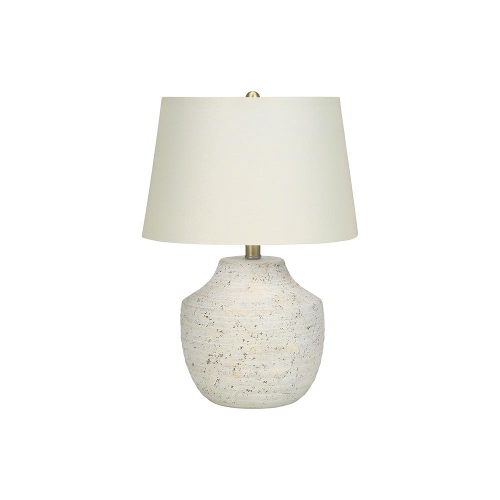 Lighting, 20''H, Table Lamp, Cream Concrete, Ivory / Cream Shade, Modern - Monarch