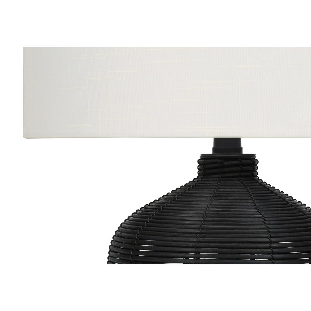 Lighting, 23''H, Table Lamp, Black Rattan, Ivory / Cream Shade, Modern - Monarch
