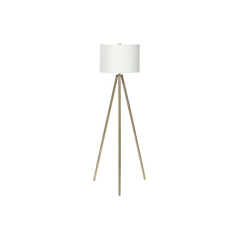 Lighting, 63''H, Floor Lamp, Brass Metal, Ivory / Cream Shade, Contemporary - Monarch