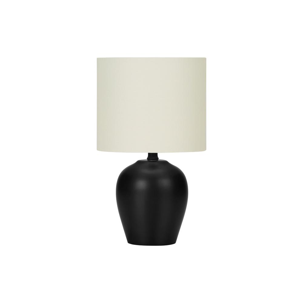 =''Lighting, 17''''H, Table Lamp, Black Ceramic, Ivory / Cream Shade, Transitional - Monarch