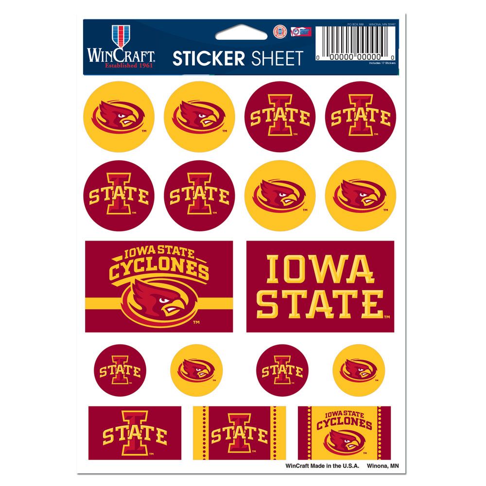 Iowa State Cyclones Decal Sheet 5x7 Vinyl - WinCraft