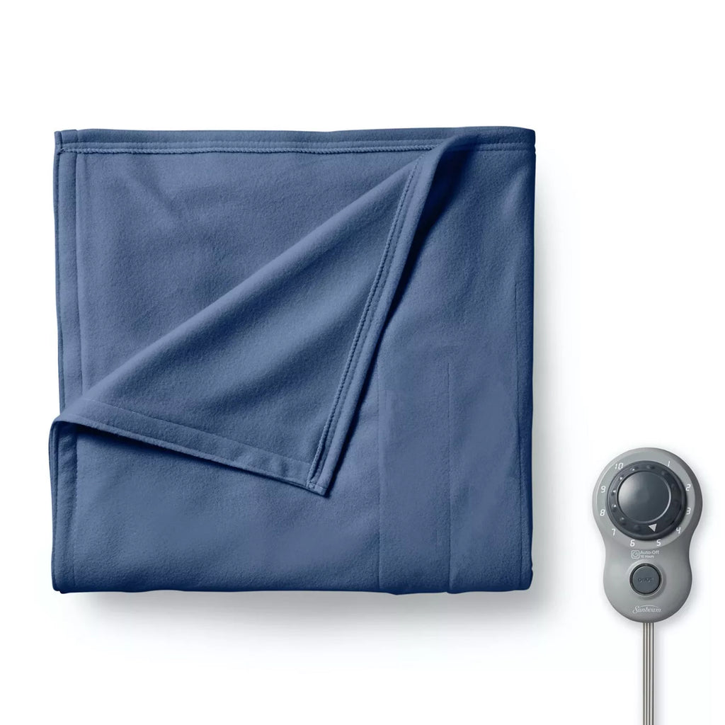 Sunbeam  Twin Size Electric Fleece Heated Blanket in Blue