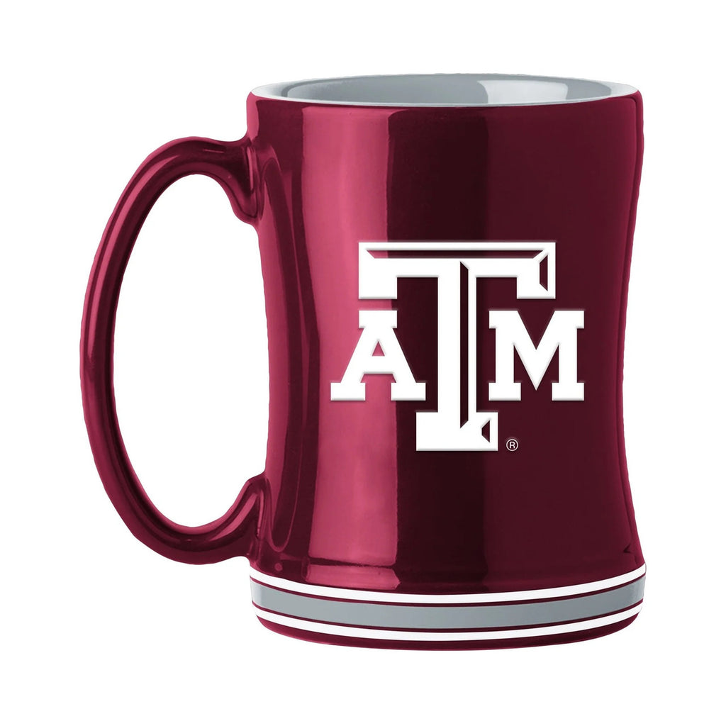 Texas A&M Aggies Coffee Mug 14oz Sculpted Relief Team Color - Logo Brands