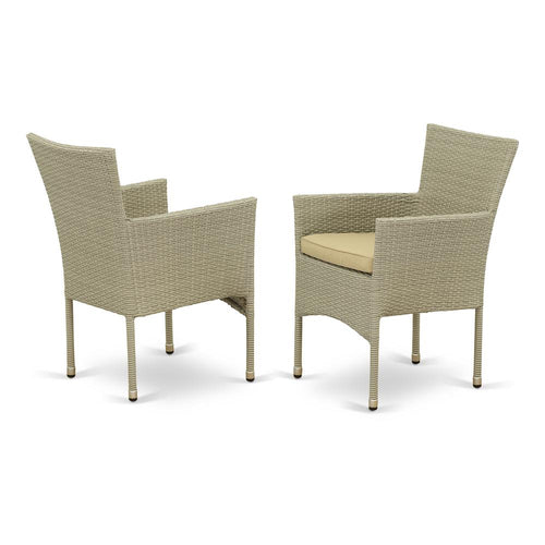 Wicker Patio Chair Natural Linen, BKLC103A - East West Furniture
