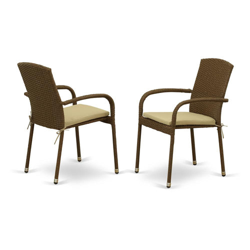 Wicker Patio Chair Brown, JULC102A - East West Furniture