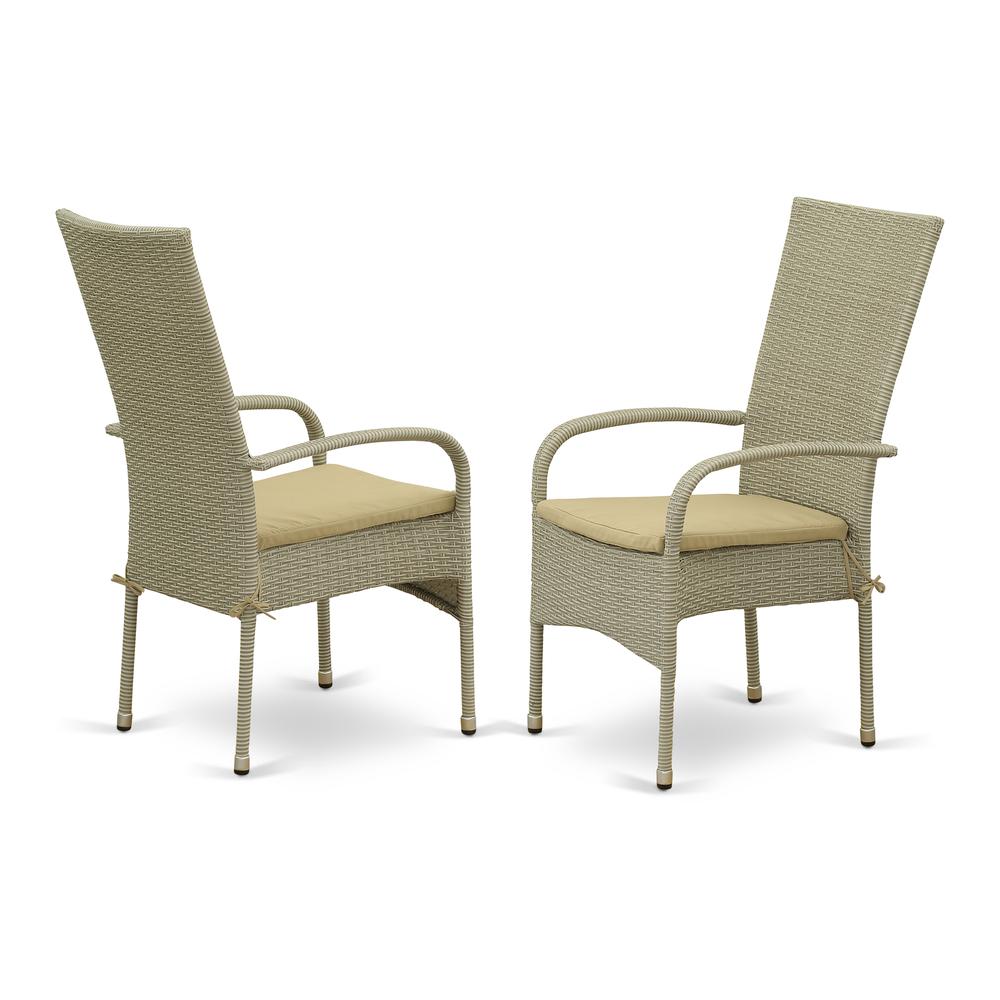 Wicker Patio Chair Natural Linen, OSLC103A - East West Furniture
