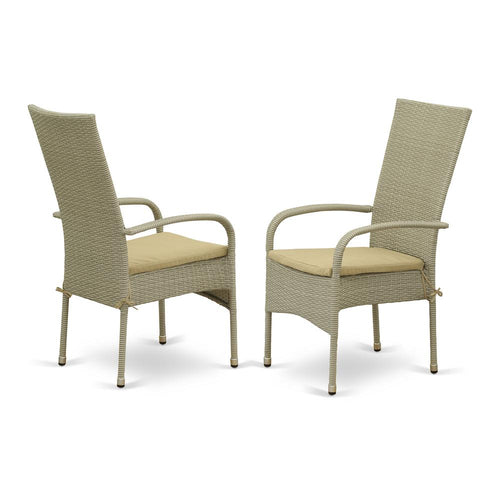 Wicker Patio Chair Natural Linen, OSLC103A - East West Furniture