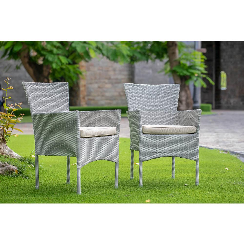 Wicker Patio Chair Natural Linen, BKLC103A - East West Furniture