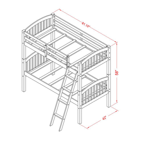 Youth Bunk Bed White, VEB-05-T - East West Furniture