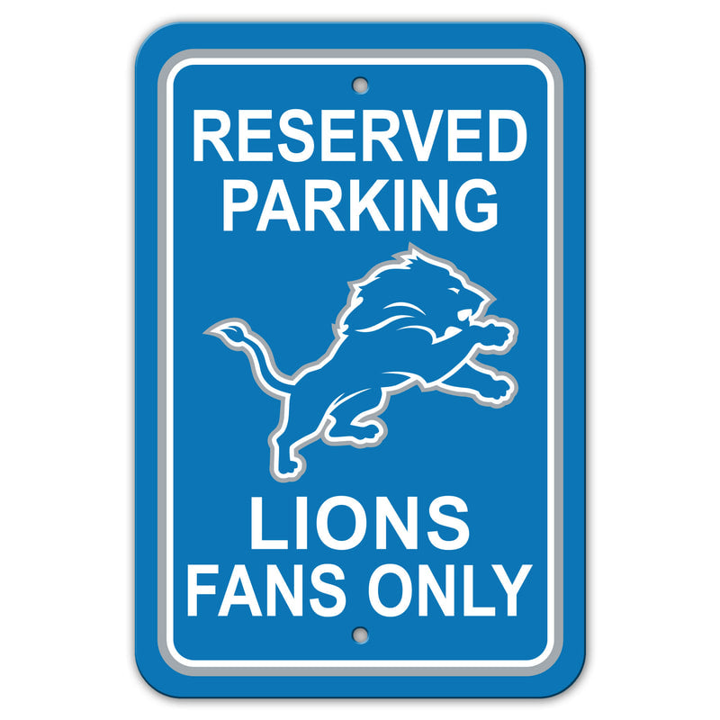 Detroit Lions Sign 12x18 Plastic Reserved Parking Style -