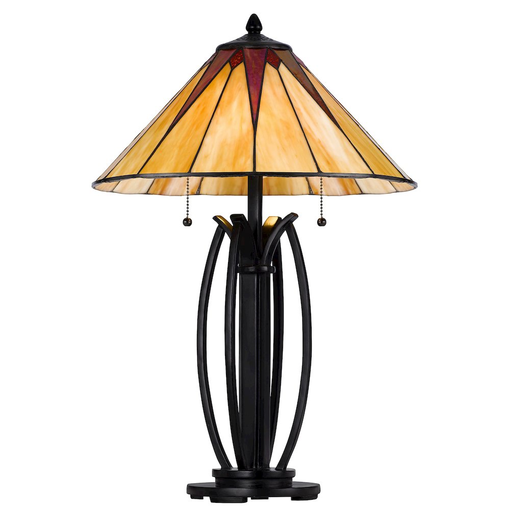 60W X 2 Metal/Resin Tiffany Table Lamp With Pull Chain Switches - Cal Lighting