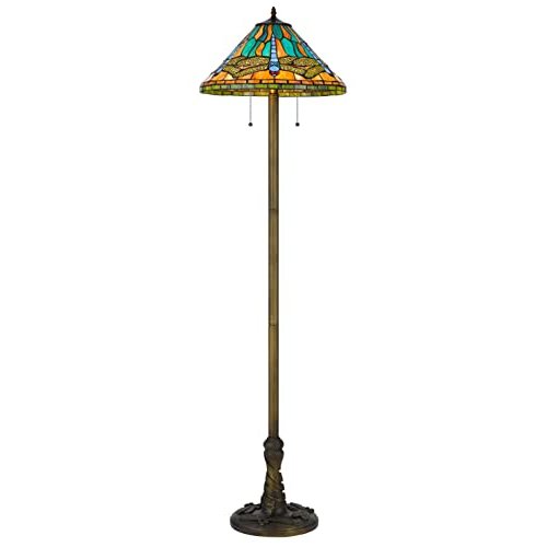 60W X 2 Metal/Resin Tiffany Table Lamp With Pull Chain Switches - Cal Lighting