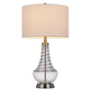 150W 3 Way Baraboo Glass Table Lamp With Wire Guard Design And Drum Fabric Shade - Cal Lighting