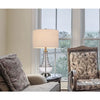 150W 3 Way Baraboo Glass Table Lamp With Wire Guard Design And Drum Fabric Shade - Cal Lighting