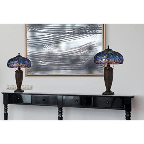 60W X 2 Metal/Resin Tiffany Table Lamp With Pull Chain Switches - Cal Lighting