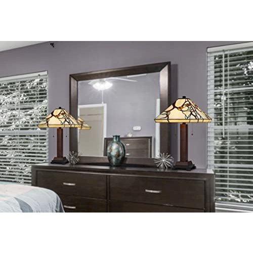 60W X 2 Metal/Resin Tiffany Table Lamp With Pull Chain Switches - Cal Lighting
