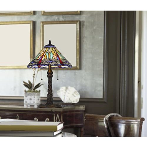 60W X 2 Metal/Resin Tiffany Table Lamp With Pull Chain Switches - Cal Lighting