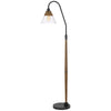60W Hinton Downbridge Metal Floor Lamp With Faux Wood Pole And Glass Shade - Cal Lighting