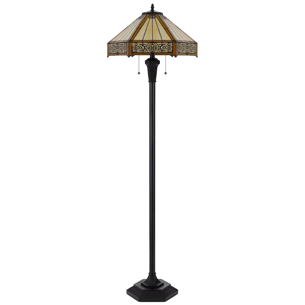 60W X 2 Metal/Resin Tiffany Table Lamp With Pull Chain Switches - Cal Lighting
