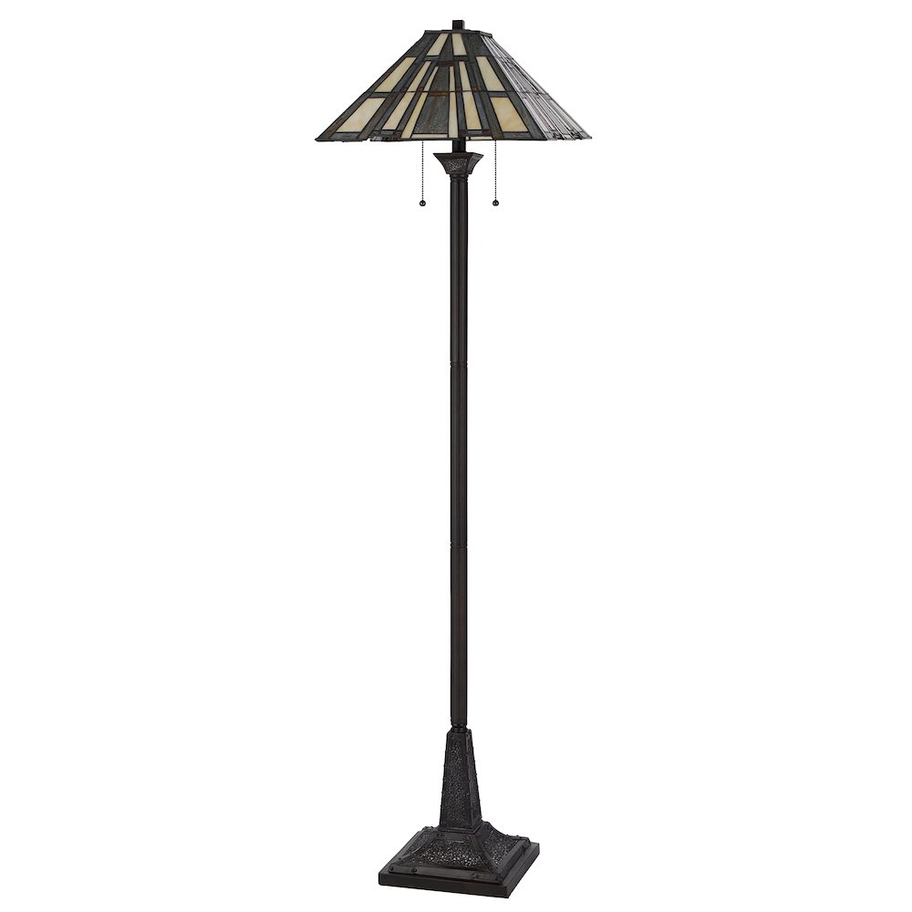 60W X 2 Metal/Resin Tiffany Floor Lamp With Pull Chain Switches - Cal Lighting