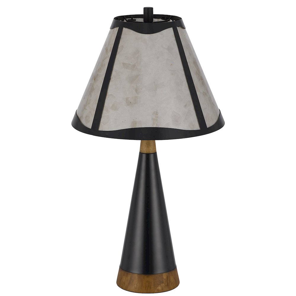 150W 3 Way Clemente Metal/Birch Wood Mica Table Lamp - Cal Lighting