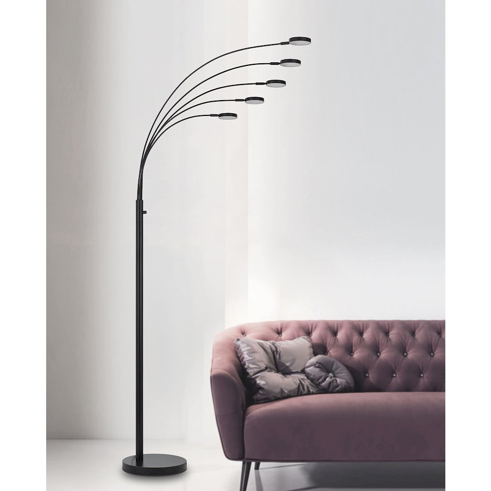 Malibu Intergrated Led 8W X 5 Metal Arc Floor Lamp - Cal Lighting