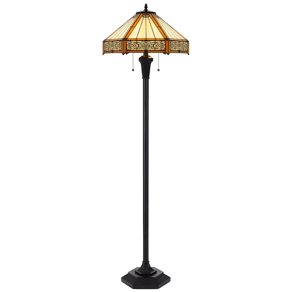 60W X 2 Metal/Resin Tiffany Table Lamp With Pull Chain Switches - Cal Lighting