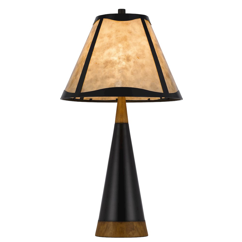 150W 3 Way Clemente Metal/Birch Wood Mica Table Lamp - Cal Lighting
