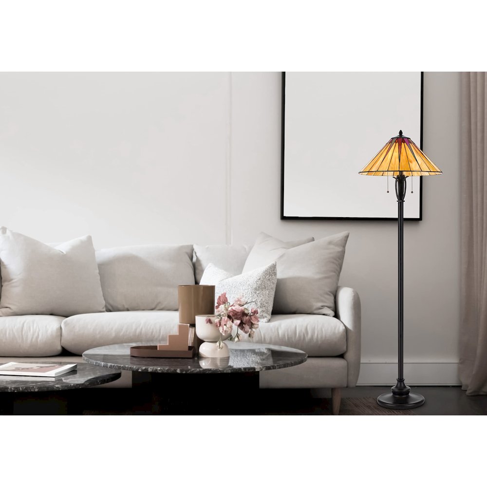 60W X 2 Metal/Resin Tiffany Table Lamp With Pull Chain Switches - Cal Lighting