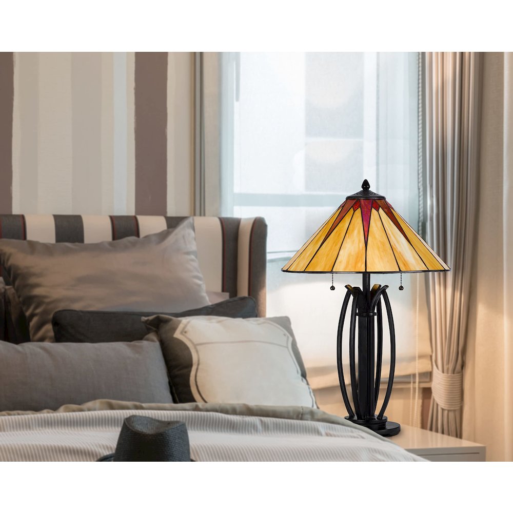 60W X 2 Metal/Resin Tiffany Table Lamp With Pull Chain Switches - Cal Lighting