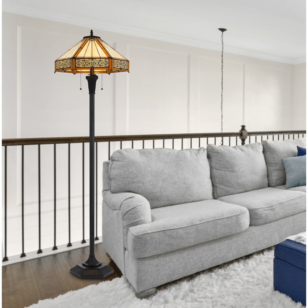 60W X 2 Metal/Resin Tiffany Table Lamp With Pull Chain Switches - Cal Lighting