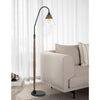 60W Hinton Downbridge Metal Floor Lamp With Faux Wood Pole And Glass Shade - Cal Lighting