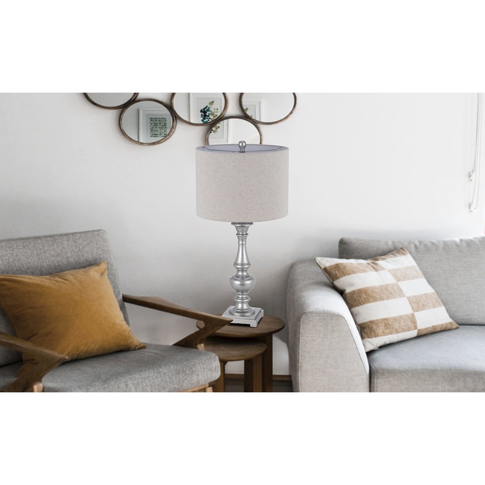 100W Nampa Resin Table Lamp With Hardback Drum Fabric Shade (Sold As Pairs) - Cal Lighting