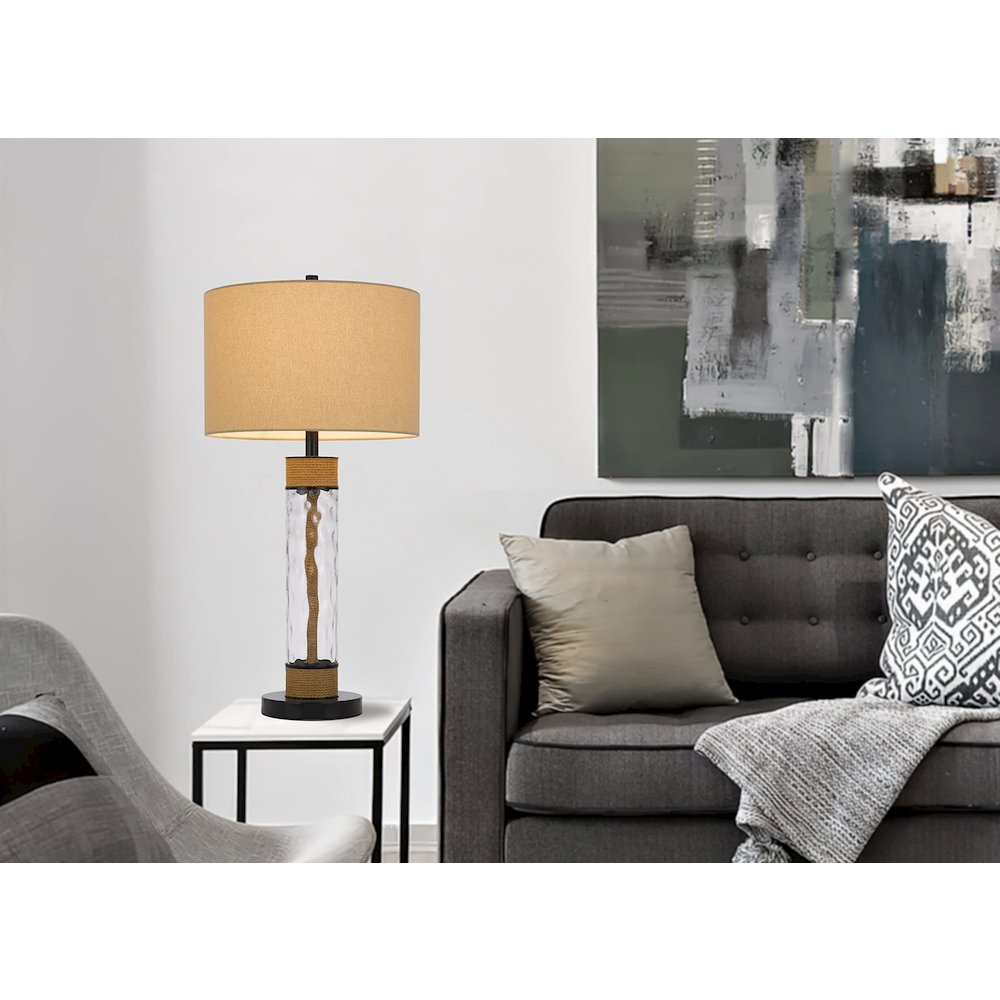 150W 3 Way Bartow Glass/Metal Table Lamp - Cal Lighting