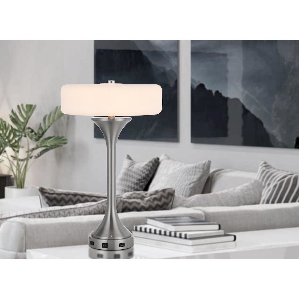 Espoo 25W X 3 Metal Desk/Table Lamp With Frosted Glass Shade - Cal Lighting