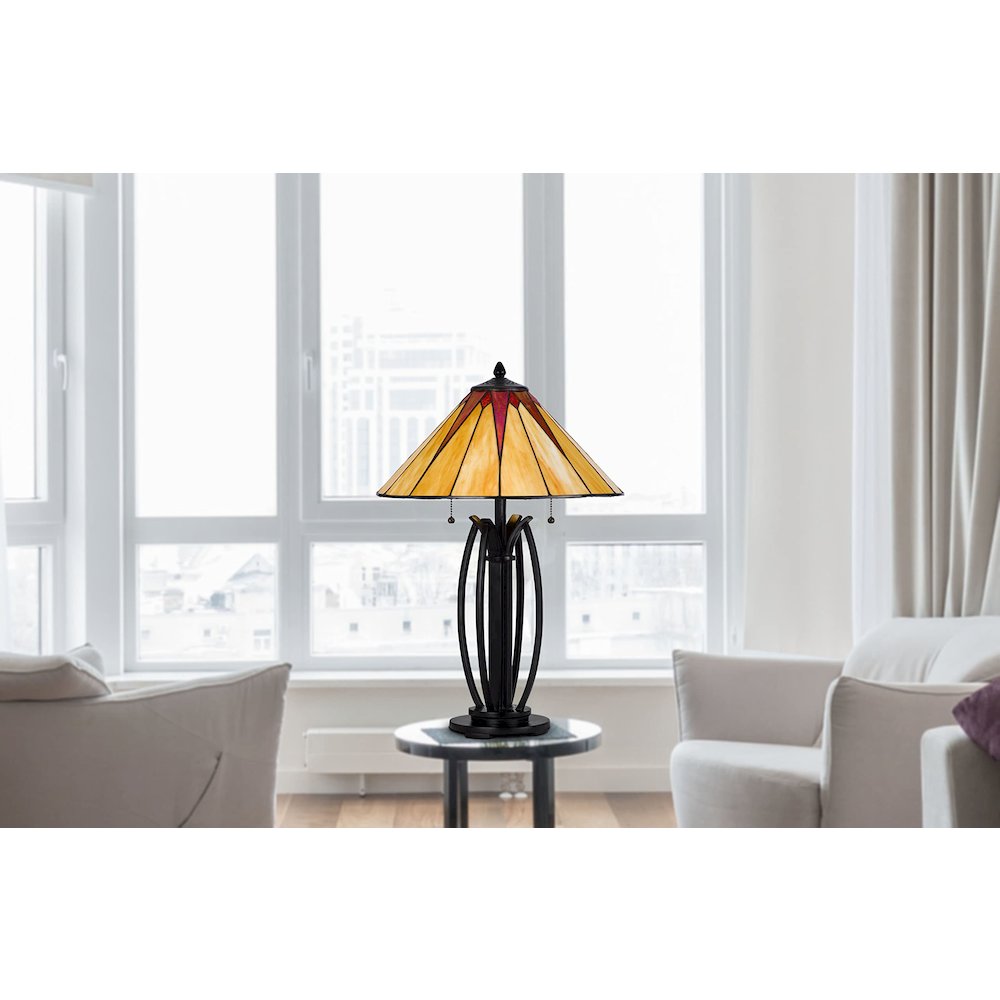 60W X 2 Metal/Resin Tiffany Table Lamp With Pull Chain Switches - Cal Lighting