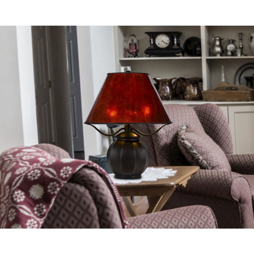 60W X 2 Indio Metal/Resin Mica Table Lamp With Pull Chain Switch - Cal Lighting