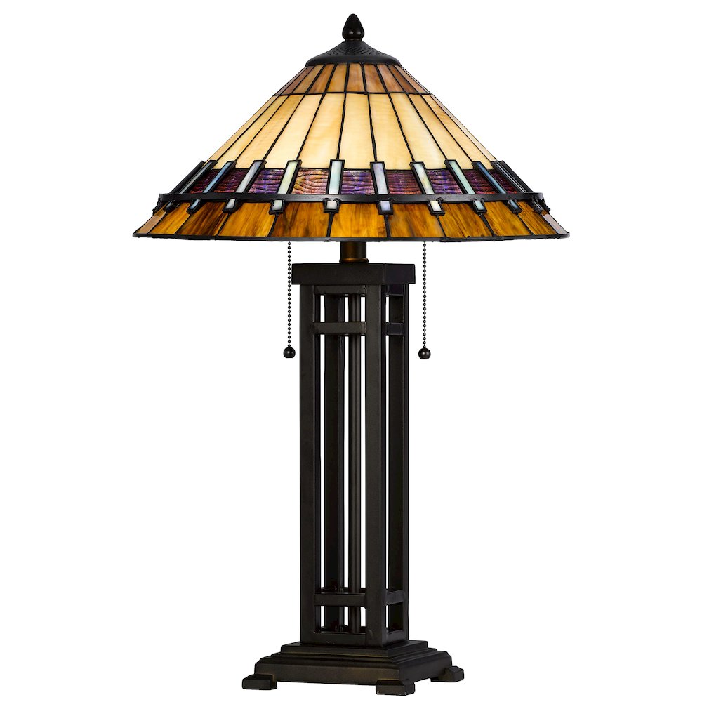 60W X 2 Metal/Resin Tiffany Table Lamp With Pull Chain Switches - Cal Lighting