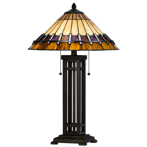 60W X 2 Metal/Resin Tiffany Table Lamp With Pull Chain Switches - Cal Lighting