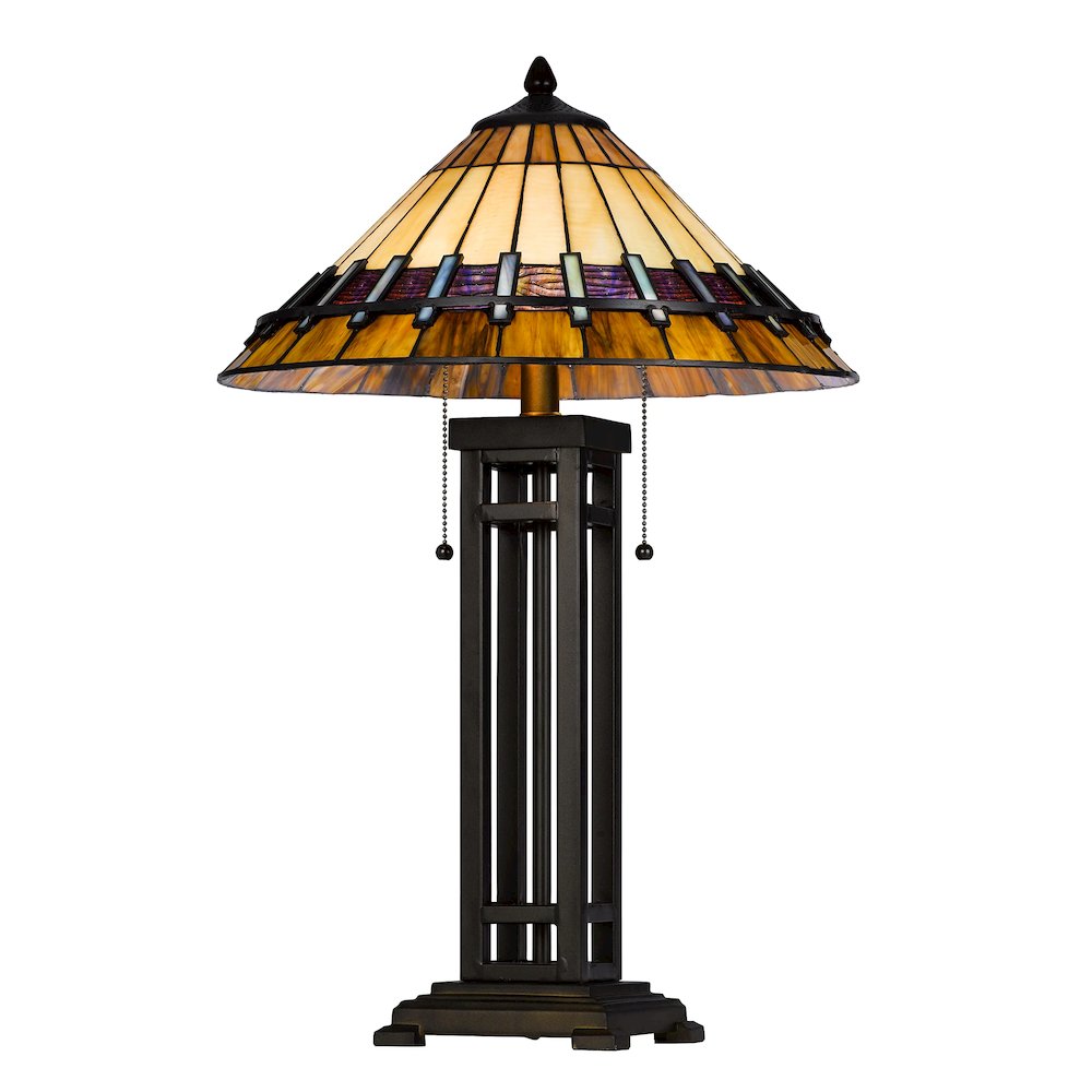 60W X 2 Metal/Resin Tiffany Table Lamp With Pull Chain Switches - Cal Lighting