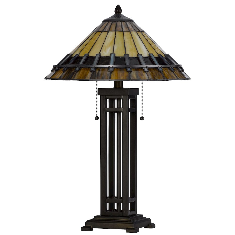 60W X 2 Metal/Resin Tiffany Table Lamp With Pull Chain Switches - Cal Lighting