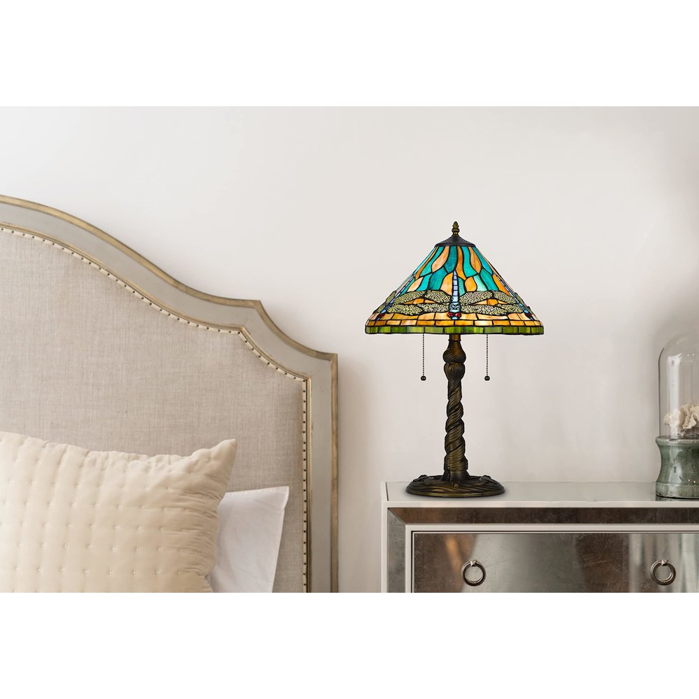 60W X 2 Metal/Resin Tiffany Table Lamp With Pull Chain Switches - Cal Lighting