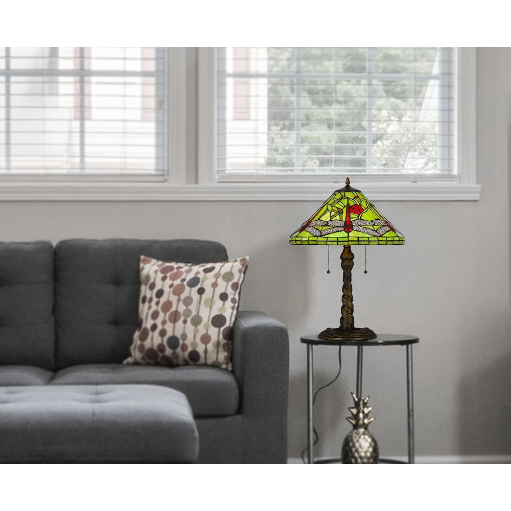 60W X 2 Metal/Resin Tiffany Table Lamp With Pull Chain Switches - Cal Lighting