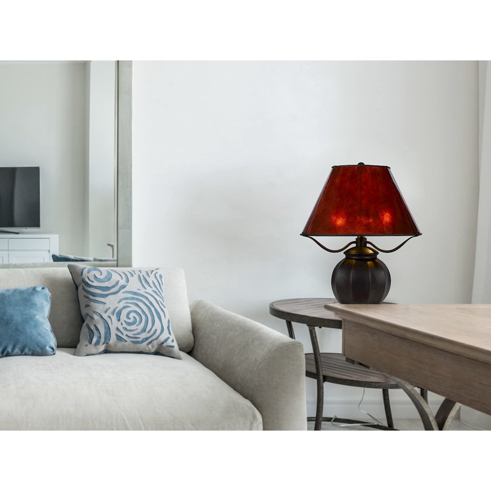 60W X 2 Indio Metal/Resin Mica Table Lamp With Pull Chain Switch - Cal Lighting